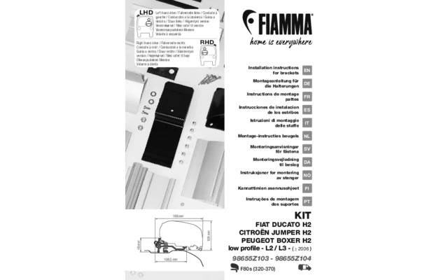 Fiamma Kit Fiat Ducato / Citroën Jumper / Peugeot Boxer - Low Profile L2-L3 - Ab 2006 Markisenadapter Für Fiamma F80 / F65 Schwarz 3 Fiamma Kit Fiat Ducato / Citroën Jumper / Peugeot Boxer - Low Profile L2-L3 - Ab 2006 Markisenadapter Für Fiamma F80 / F65 Schwarz