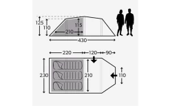 Kampa Mersea 3 Campingzelt Mit Stangen Für 3 Personen 430 X 230 X 125 Cm -Zelt im Freien 601015 4392247
