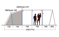Outwell Hayward Lake 5ATC Aufblasbares Tunnelzelt 5 Personen -Zelt im Freien 789713 5206553